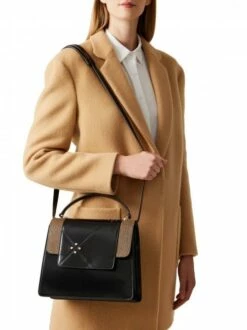 BORBONESE CARRE Borsa A Mano In Pelle Con Tracolla -Guess Vendita borbonese carre borsa a mano in pelle con tracolla nero op naturale 8053363498030 2