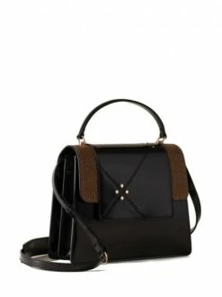 BORBONESE CARRE Borsa A Mano In Pelle Con Tracolla -Guess Vendita borbonese carre borsa a mano in pelle con tracolla nero op naturale 8053363498030 3