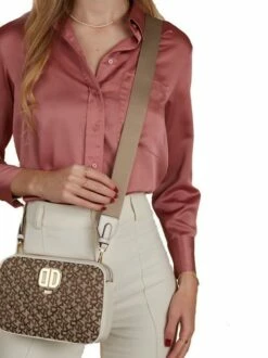 DKNY DELPHINE Borsa A Tracolla In Tessuto E Pelle