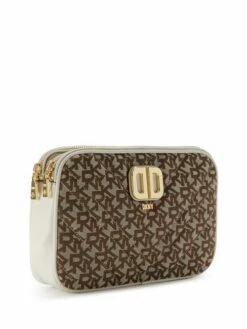 DKNY DELPHINE Borsa A Tracolla In Tessuto E Pelle -Guess Vendita dkny delphine borsa a tracolla in tessuto e pelle chin pebble 755405604239 4