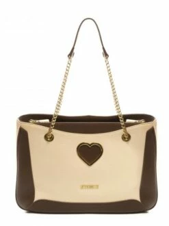 LOVE MOSCHINO SOFT HEART Borsa Shopping Con Manico A Catena -Guess Vendita love moschino soft heart borsa shopping con manico a catena marrone e beige 8051042284752 3