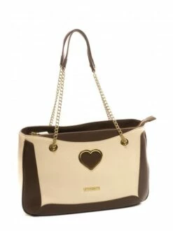 LOVE MOSCHINO SOFT HEART Borsa Shopping Con Manico A Catena -Guess Vendita love moschino soft heart borsa shopping con manico a catena marrone e beige 8051042284752 4