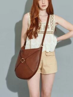 THE BRIDGE AMELIA Hobo Bag Con Placca -Guess Vendita the bridge amelia hobo bag con placca arancio bruciato abb oro 8033748513251 4